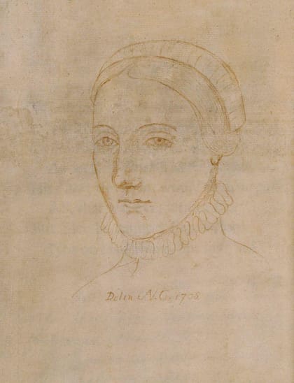 Este boceto de 1708 es la única imagen de Anne o Agnes Hathaway que llegó hasta nuestros días.
