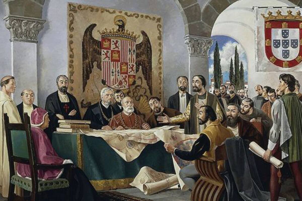 Este cuadro del siglo XV refleja cómo fue la firma del tratado de Tordesillas