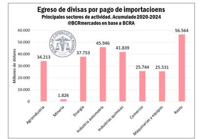 Este cuadro muestra el egreso de divisas por el pago de importaciones