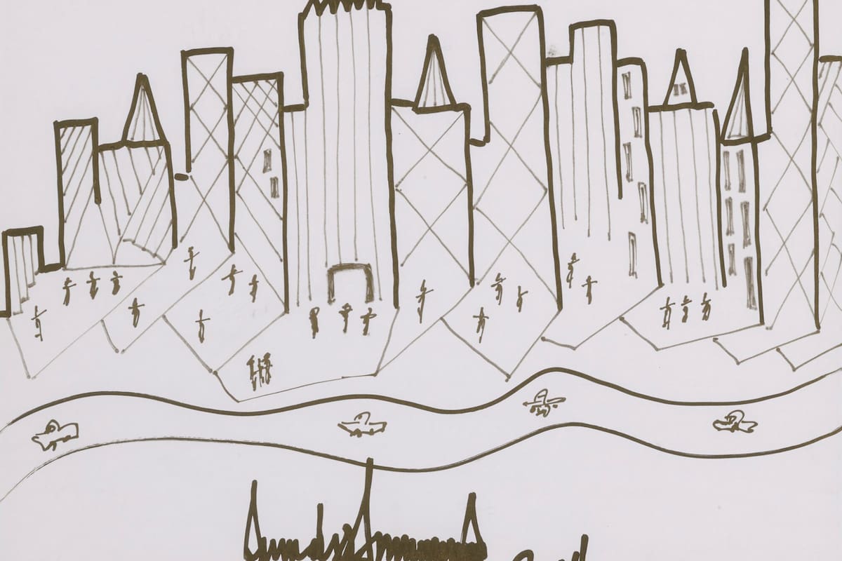 Este dibujo de un desarrollo inmobiliario suyo se subastó en Sotheby’s