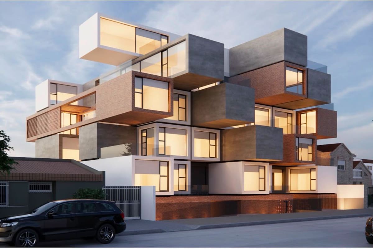 Este edificio simula un Jenga