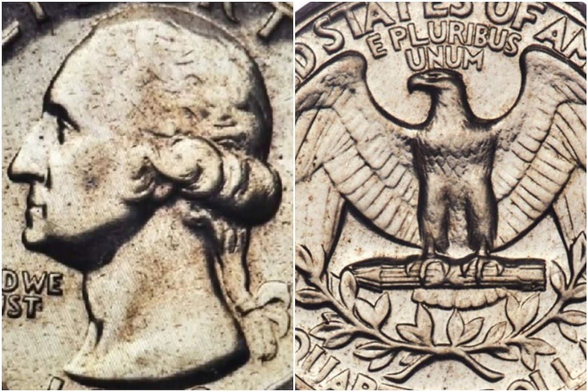 Este ejemplar de prueba de 25 centavos de dólar fue acuñado en plata