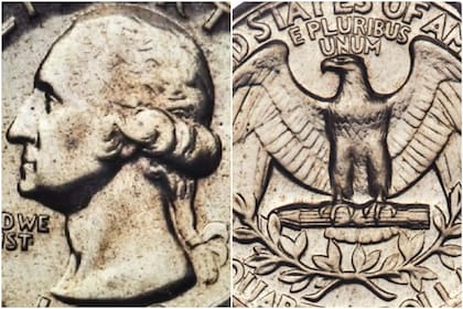 Este ejemplar de prueba de 25 centavos de dólar fue acuñado en plata