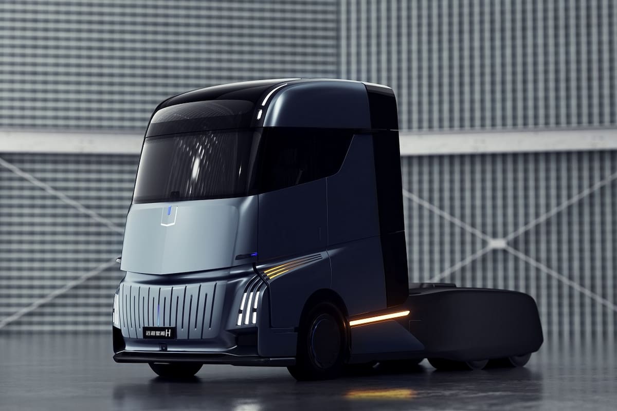 Este es el Homtruck, el camión eléctrico que desarrolla Farizon Auto, la unidad de vehículos comerciales de la automotriz china Geely