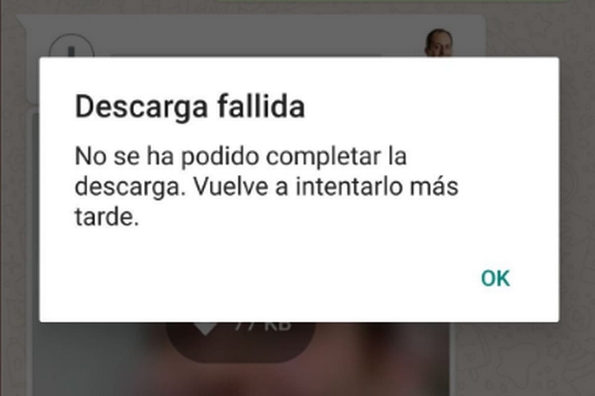 Este es el mensaje de error que reciben los usuarios al intentar descargar un audio, foto o video en WhatsApp