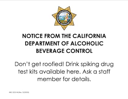 Este es el señalamiento que deberán mostrar los bares en California con la nueva ley