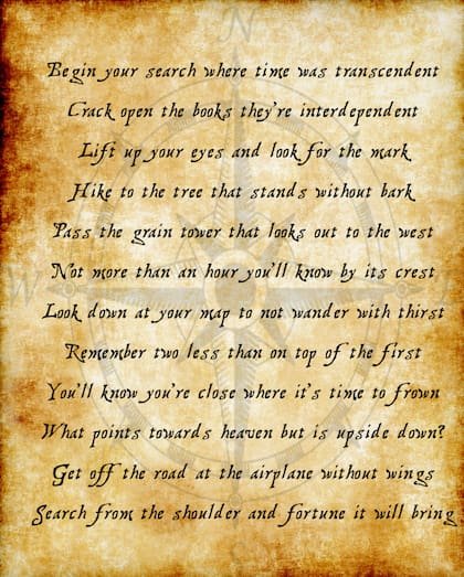 Este es uno de los poemas que publicaron los creadores del juego para resolver el enigma y descubrir dónde está escondido el tesoro