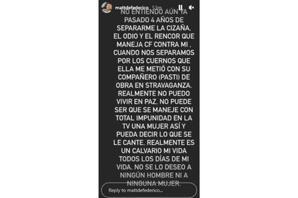 Este fue el comunicado que publicó Matías Deferico en su perfil de Instagram donde cuenta con más de 220 mil seguidores