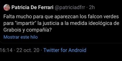 Este fue el tuit que la legisladora borró