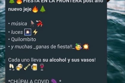 Este fue un mensaje que se envío a un grupo de Whatsapp a través del cual se organizaban fiestas clandestinas