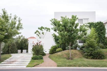 Este jardín de frente es un proyecto que Nicolás Heinen diseñó para un cliente. En él, las lomas generan intimidad, amplían la fachada y dialogan con el sendero sinuoso de ingreso. ¿Las plantas? Azareros enanos, crocosmias tipo pasto suelto, altas achiras bordó, latanias, meliantus, falsas canelas.