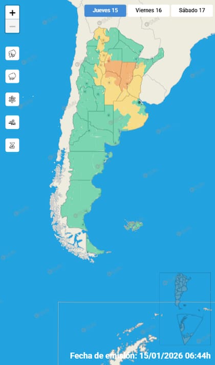 Este jueves 15 de enero hay alerta amarilla y naranja por tormentas en distintos puntos del país