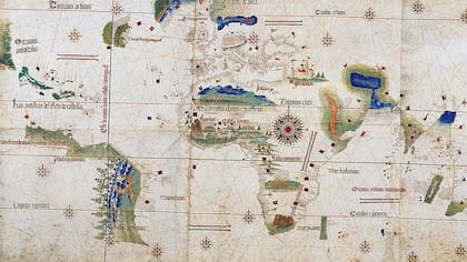 Este mapa de 1502 muestra el territorio del nuevo mundo descubierto por Cristobal Colón.