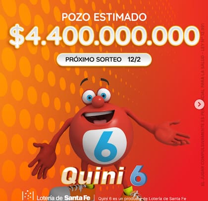 Este miércoles el Quini 6 sortea un pozo aproximado de $4.400.000.000