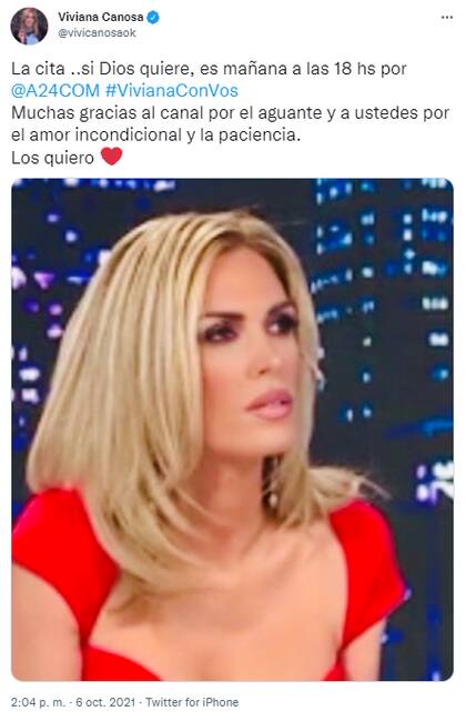 Este miércoles, Viviana Canosa le puso fecha y hora a su regreso a la televisión