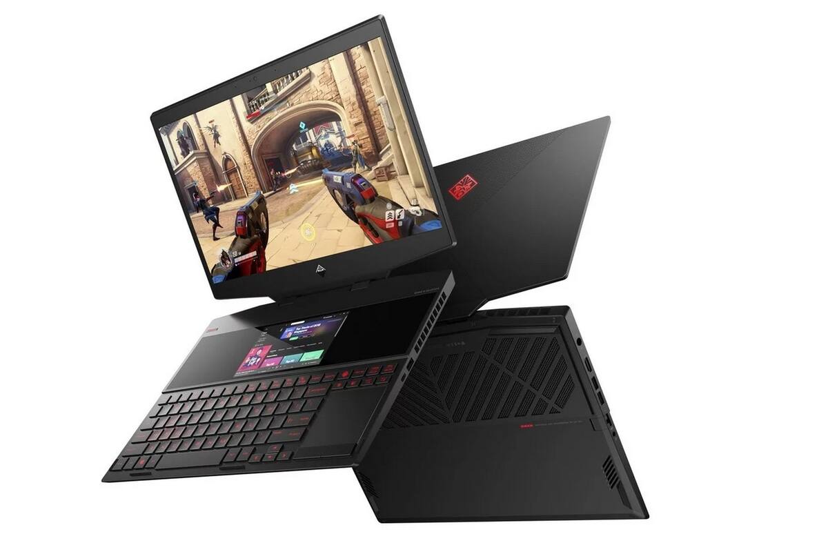 Este modelo de portátil gamer de HP busca ofrecer una pantalla secundaria para que el usuario pueda ver transmisiones de video o chatear mientras participa de una partida en el display principal de 15 pulgadas