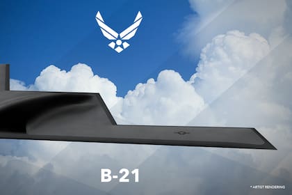Este render proporcionado por la Fuerza Aérea de los Estados Unidos muestra el bombardero de ataque de largo alcance, designado como B-21.