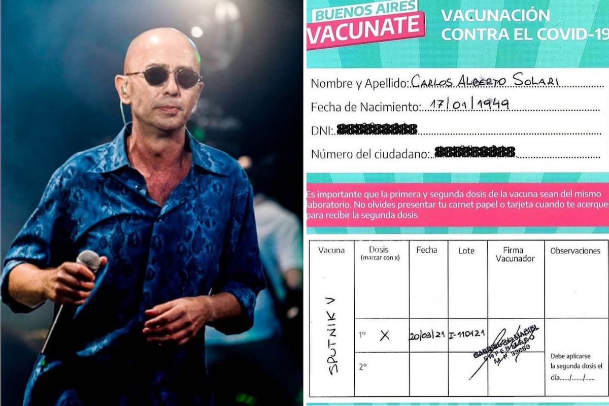 Este sábado, el Indio Solari mostró su certificado de vacunación tras recibir la Sputnik V y generó controversia en Twitter