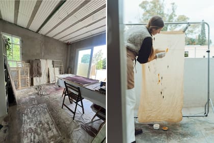 Este sector de la casa quedó revocado y con las instalaciones sanitarias, eléctricas y de climatización listas. Por ahora, funciona como taller.