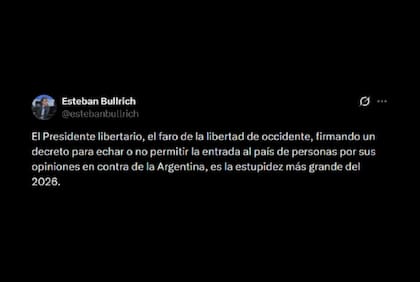 Esteban Bullrich cruzó a Milei por el DNU que permite expulsar extranjeros que promuevan mensajes de odio