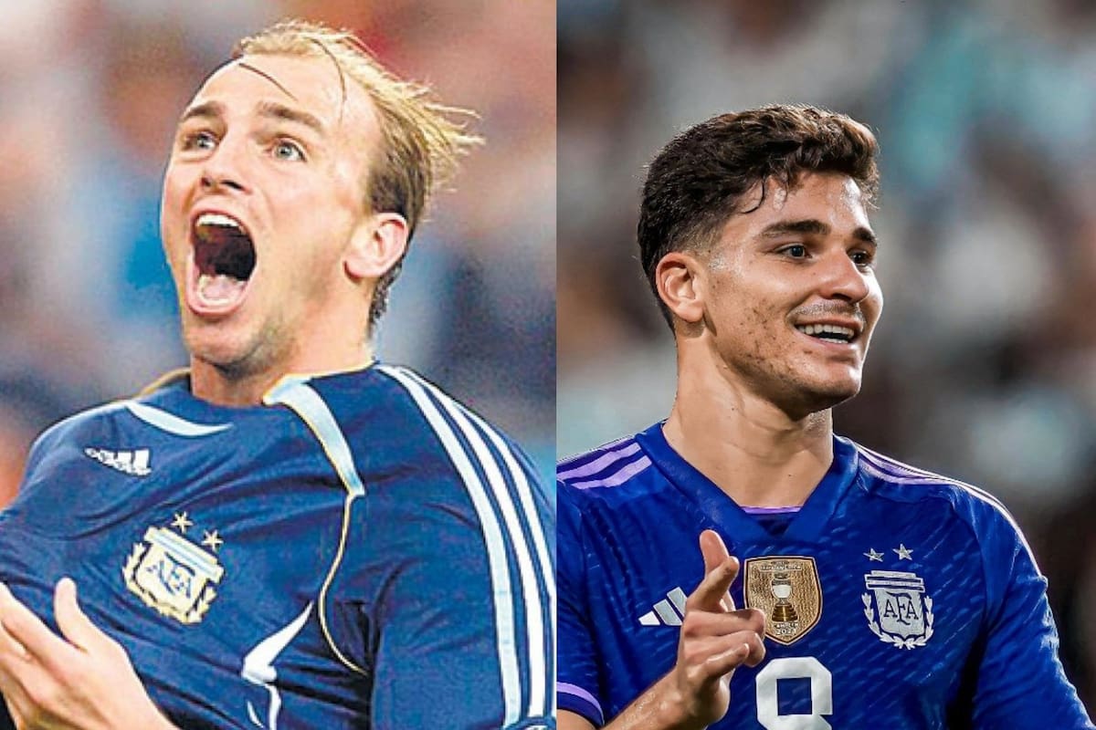 Esteban Cambiasso y Julián Álvarez