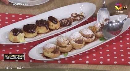 Estos fueron los doce profiteroles que entregó Maia del equipo rojo y con los que logró convencer al jurado.