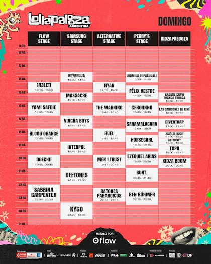 Estos son los artistas del domingo 15 de marzo