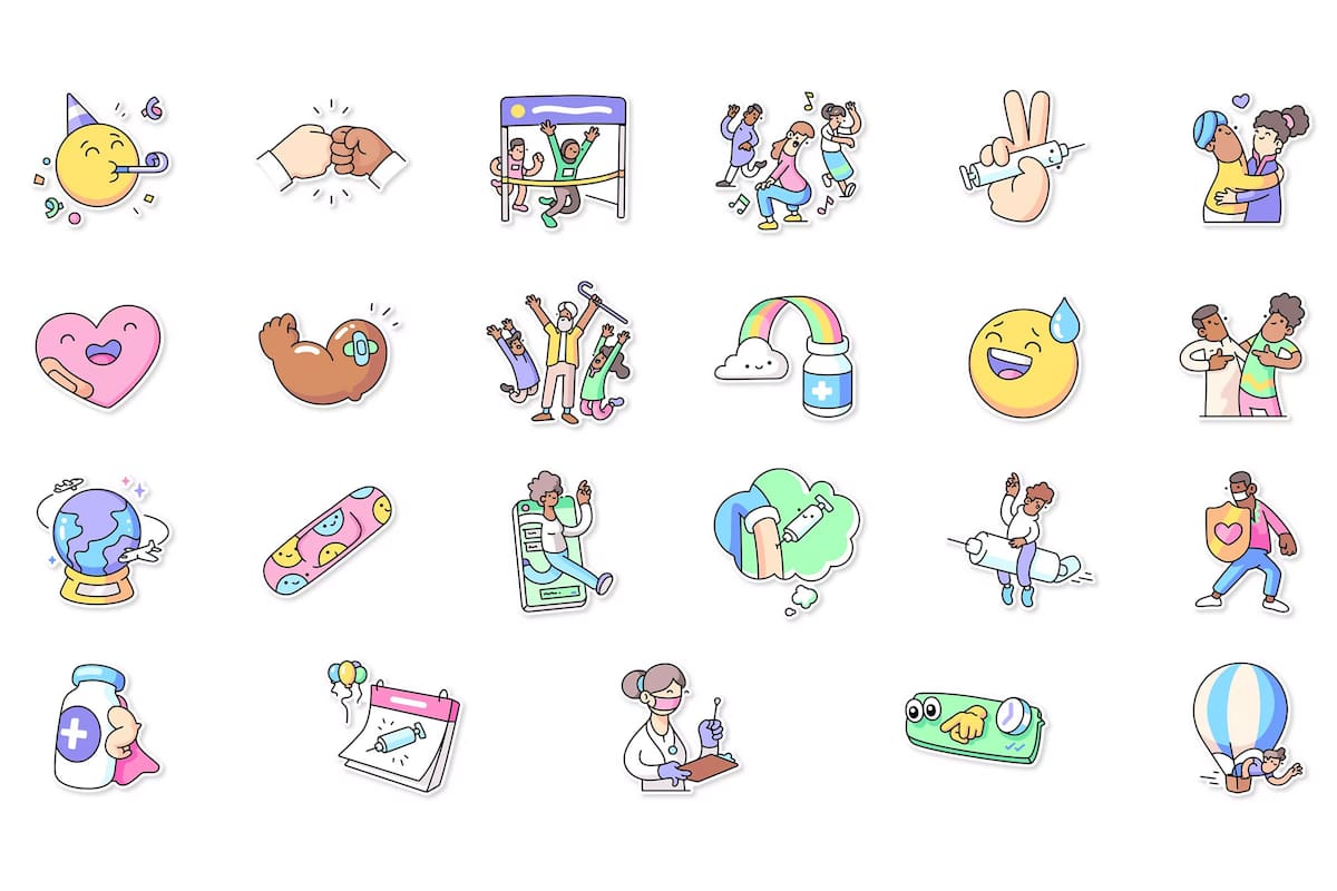 Estos son los nuevos stickers de Vacunas para todos, el paquete oficial de WhatsApp disponible para todos los usuarios