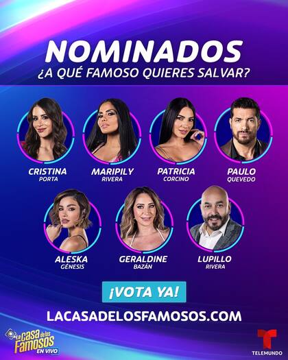 Estos son los siete nominados en La casa de los famosos