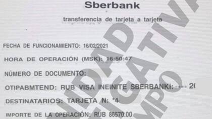 Estos son los soportes de las consignaciones hechas desde Rusia a Colombia