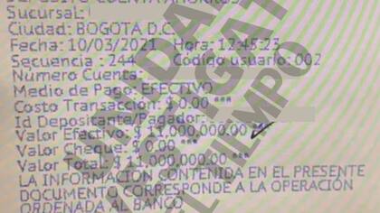 Estos son los soportes de las consignaciones hechas desde Rusia a Colombia