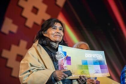 "Estoy muy contenta", dice Graciela Salvatierra, acerca del premio al mejor poncho que ganó en 2023 y 2019.