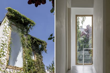 Estratégico, este nuevo paño fijo a la salida de la escalera y en el extremo del pasillo da al jardín y aporta luz natural a ambas plantas.