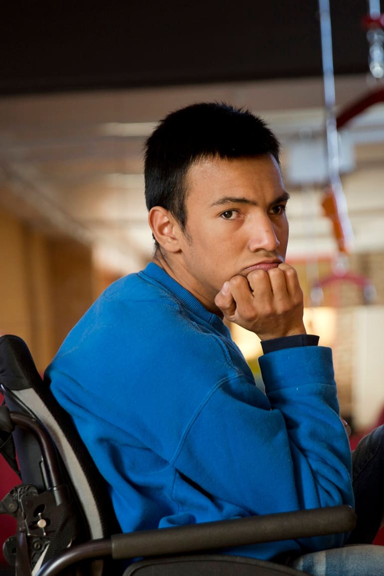 Estudiante con paralisis cerebral