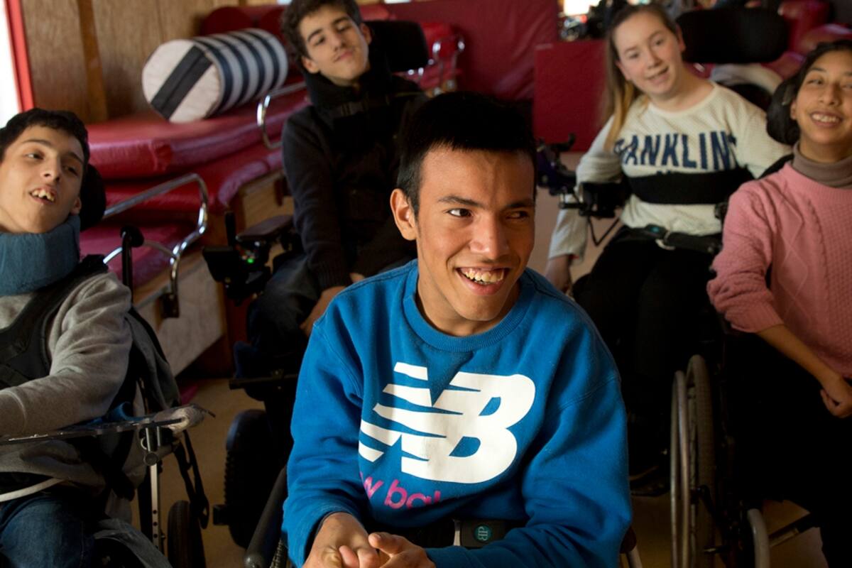 Estudiante con paralisis cerebral