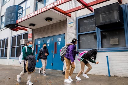 Estudiantes en una escuela de Nueva York, el 13 de noviembre de 2020.