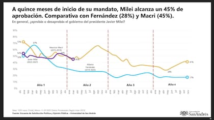 Estudio de la Universidad de San Andrés sobre la aprobación y desaprobación del Gobierno
