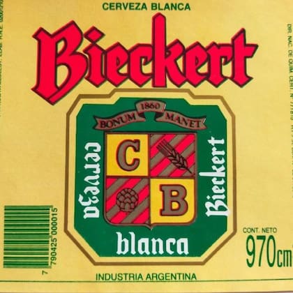 Etiqueta de la marca Bieckert, que llegó a ser una de las marcas más populares de la Argentina hasta la década de los 80