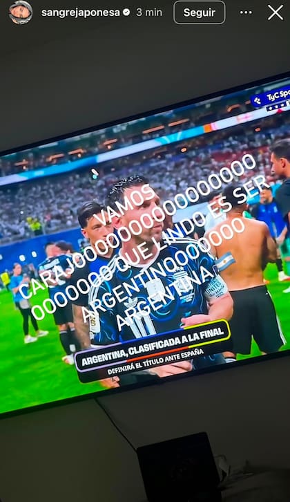 Eugenia "China" Suárez, desde Miami, también compartió su alegría por el triunfo de la Argentina