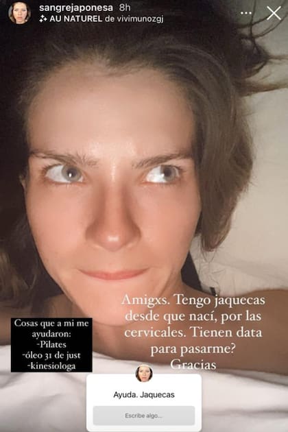 Eugenia Suárez habló de sus jaquecas y contó con qué hábitos busca mitigar el dolor