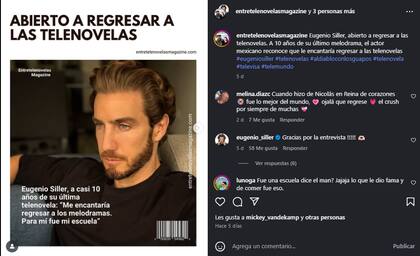 Eugenio Siller está dispuesto a regresar a las telenovelas mexicanas. Instagram / @entretelenovelasmagazine