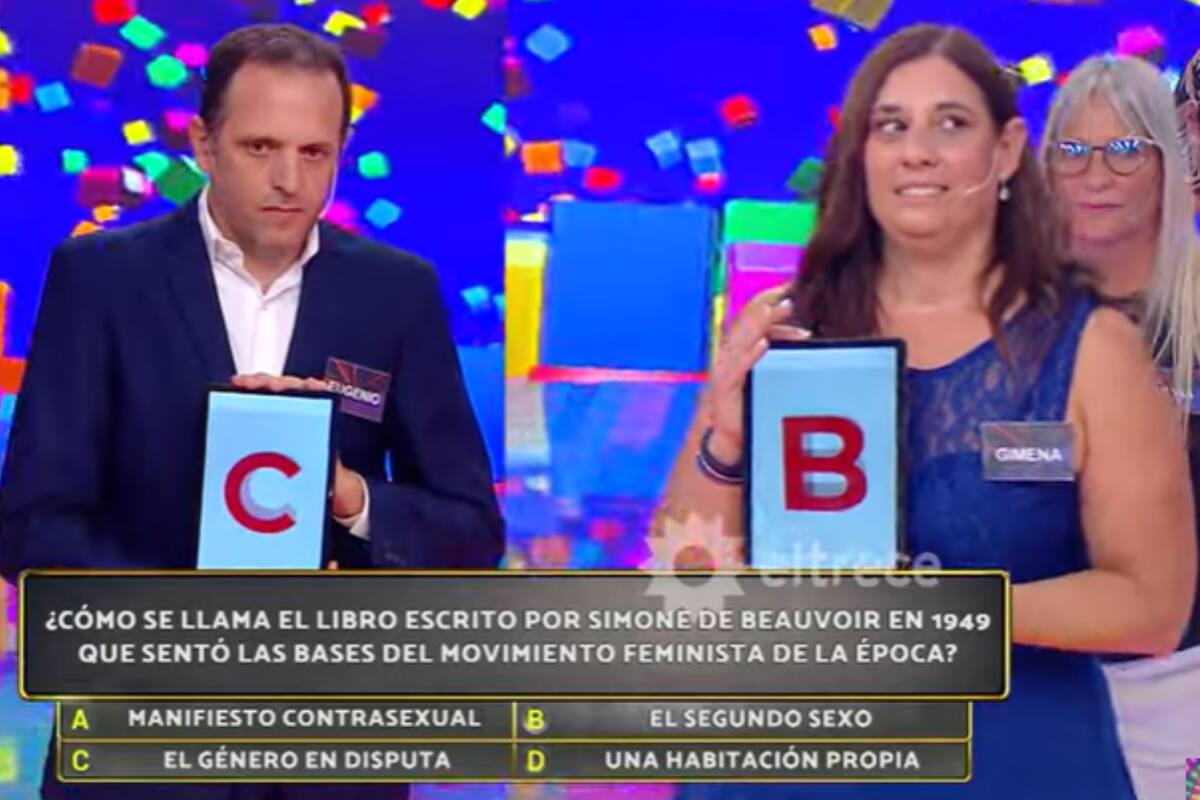 Eugenio y Gimena, los finalistas del miércoles de Los 8 escalones de los dos millones (Foto: Captura)