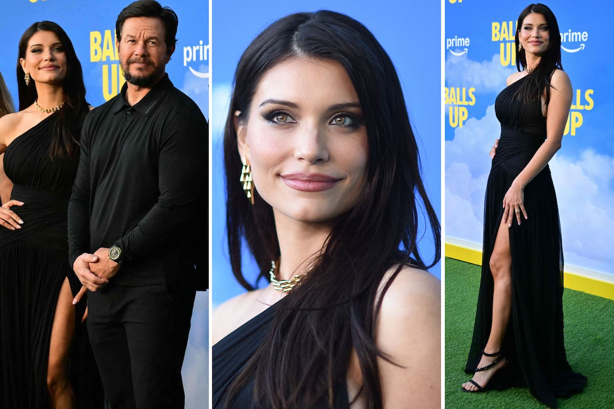 Eva de Dominici junto a Mark Wahlberg, en la presentación del film Balls up en Los Ángeles