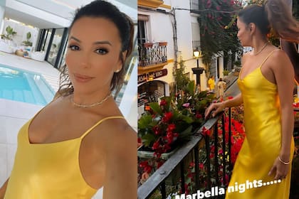 Eva Longoria mostró el look amarillo para una noche en Marbella