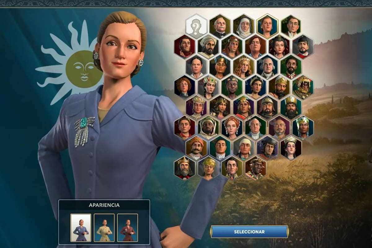 Eva Perón en el juego Ara History Untold