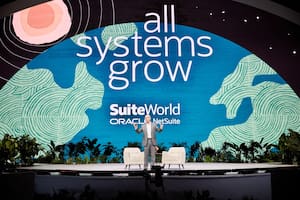 Evan Goldberg, vicepresidente de la Unidad de Negocios Globales de Oracle NetSuite, en su presentación del lunes en el congreso anual de la empresa