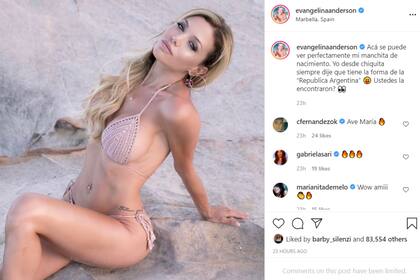 Evangelina Anderson exhibió su marca de nacimiento