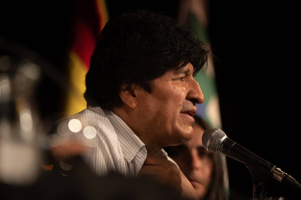 Evo dio una conferencia de prensa, anteayes, en Buenos Aires