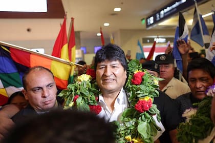 Evo Morales al llegar a Mendoza