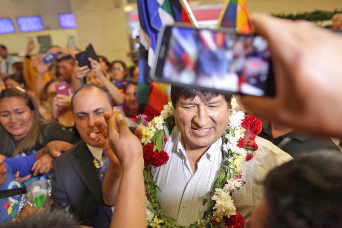 Evo Morales al llegar a Mendoza